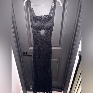 Fashion Nova size M Black Lace Semi-Backless Dress worn once